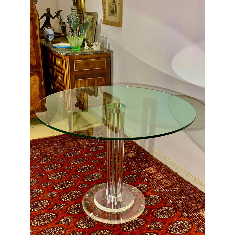 Vintage glass and chrome metal table by Marco Zanuso, Italy