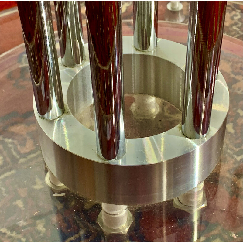 Mesa vintage em vidro e metal cromado de Marco Zanuso, Itália