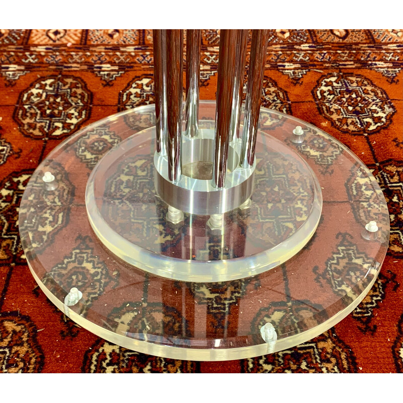 Mesa vintage de cristal y metal cromado de Marco Zanuso, Italia