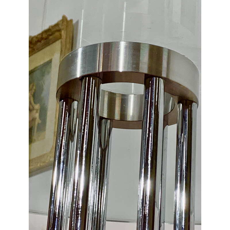 Vintage glass and chrome metal table by Marco Zanuso, Italy