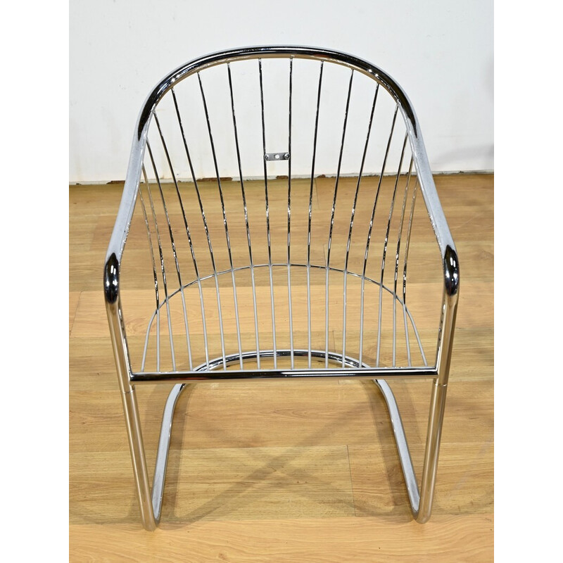 Set of 6 vintage chairs in chrome metal and wire for Rima, Italy 1970