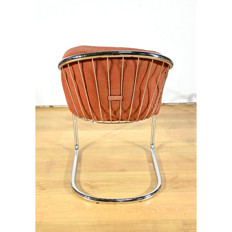 Set of 6 vintage chairs in chrome metal and wire for Rima, Italy 1970