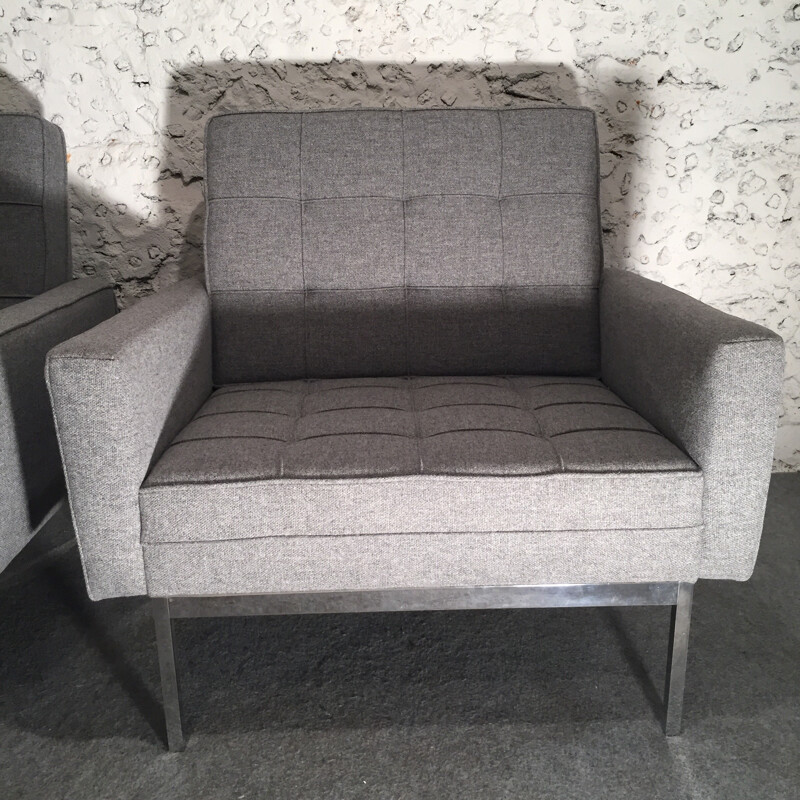 Paar grijze fauteuils model 65A van Florence Knoll - 1960
