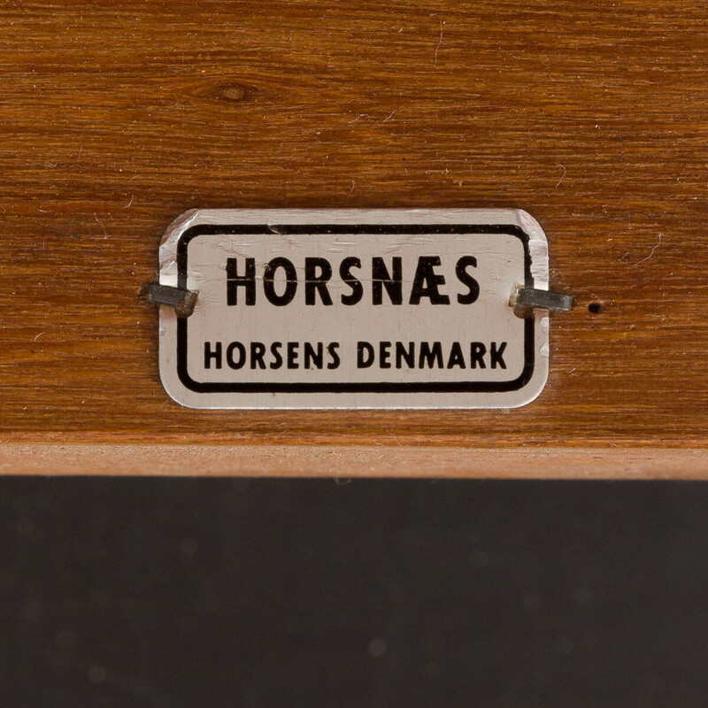 Lit de repos vintage en teck et cuir noir pour Horsens Mobelfabrik, Danemark 1960