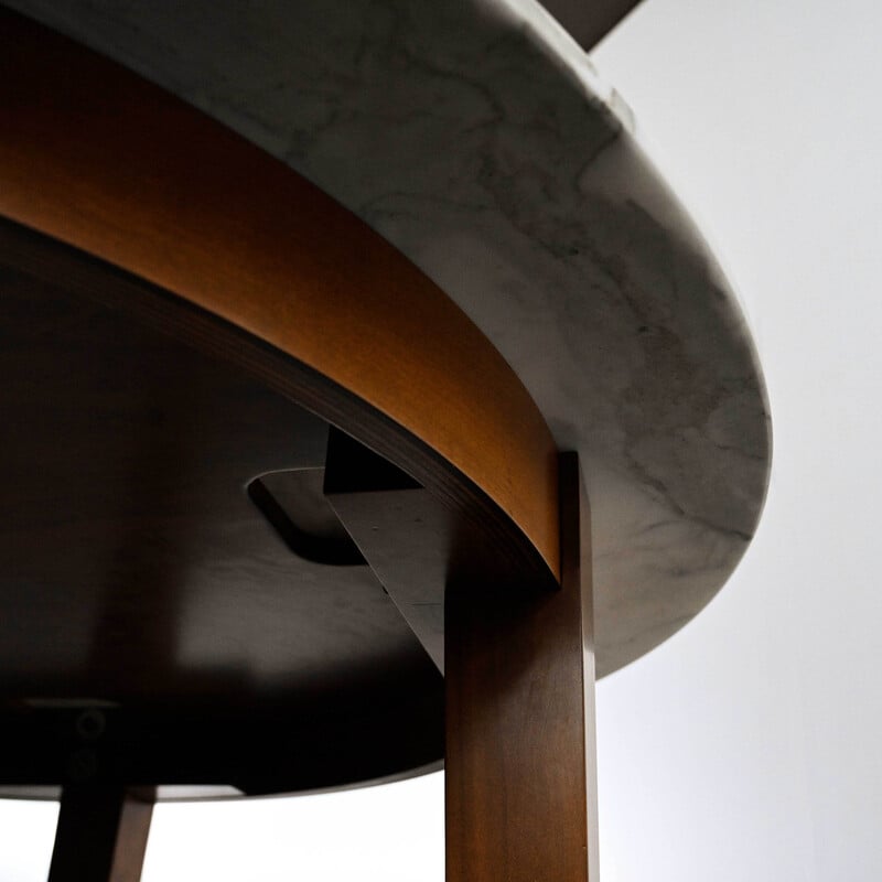 Vintage Neoz high table in mahogany-stained cherry and white Carrara marble by Philippe Starck, 1990