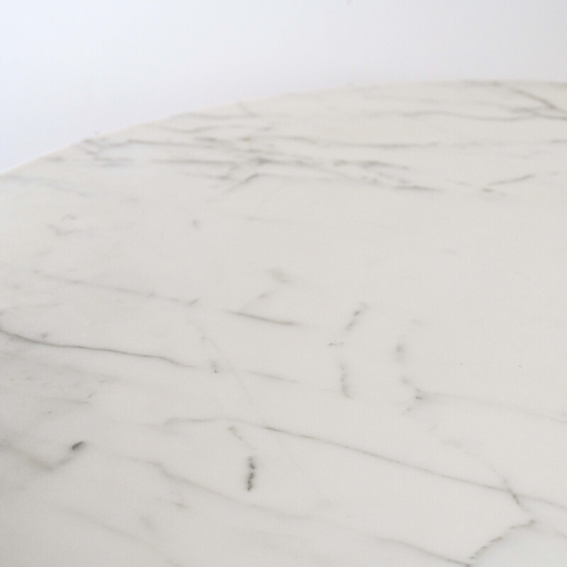 Mesa alta Neoz vintage em cerejeira manchada de mogno e mármore de Carrara branco de Philippe Starck, 1990