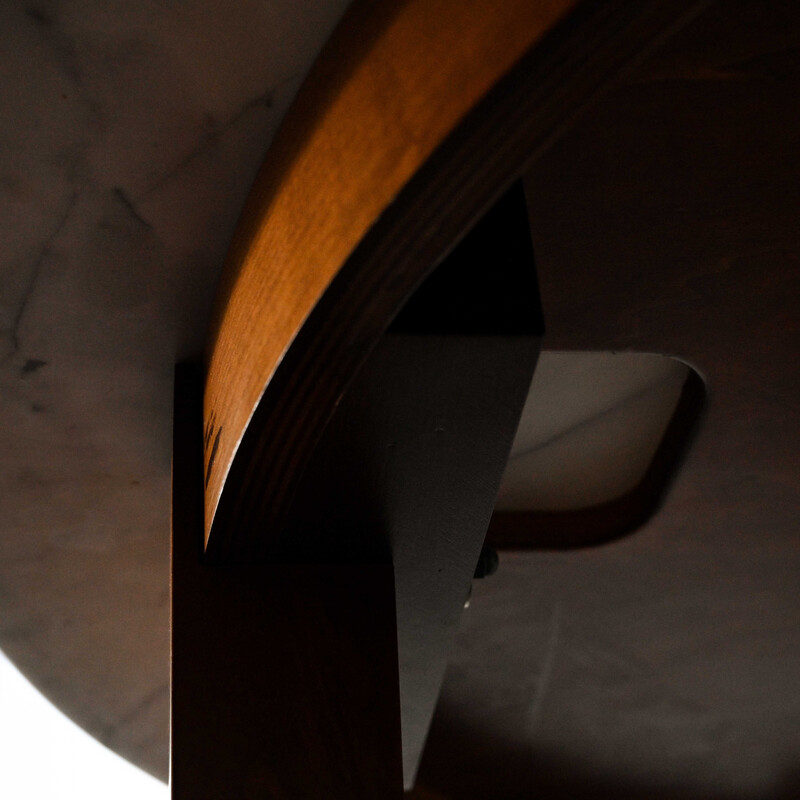 Vintage Neoz high table in mahogany-stained cherry and white Carrara marble by Philippe Starck, 1990