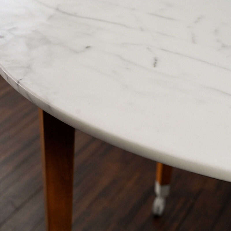 Vintage Neoz high table in mahogany-stained cherry and white Carrara marble by Philippe Starck, 1990
