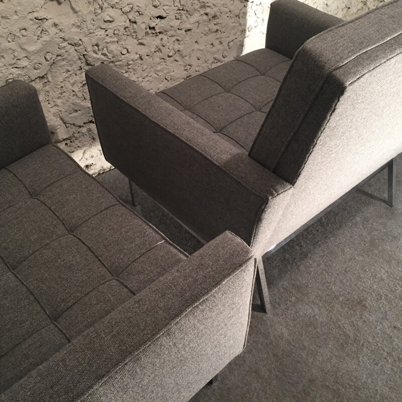 Paar grijze fauteuils model 65A van Florence Knoll - 1960