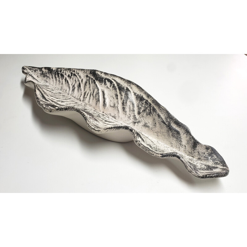 Vintage ceramic leaf by Pol Chambost, 1950