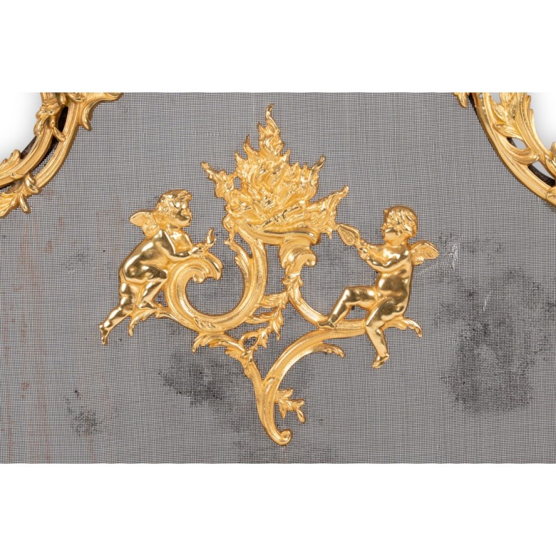 Biombo de bronze dourado vintage, França 1880