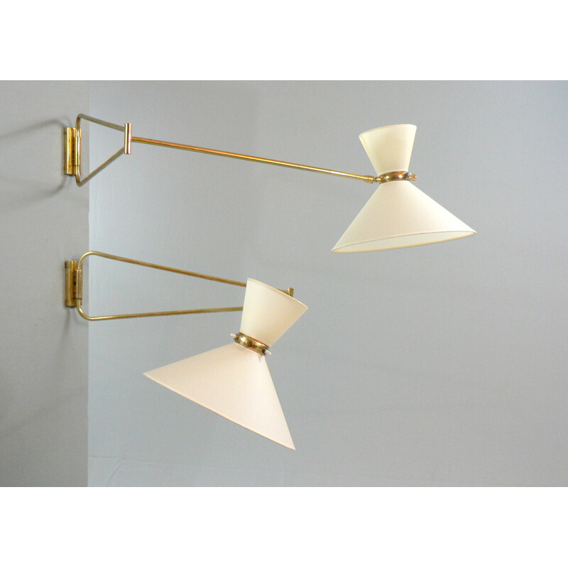Pair of double arm wall lights by Lunel - 1950s