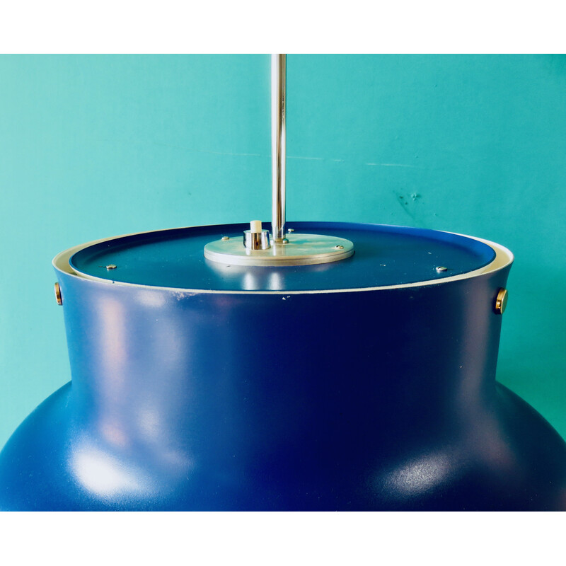 Vintage Bumlingen pendant lamp in blue lacquered metal by Anders Pehrsson, Sweden 1970