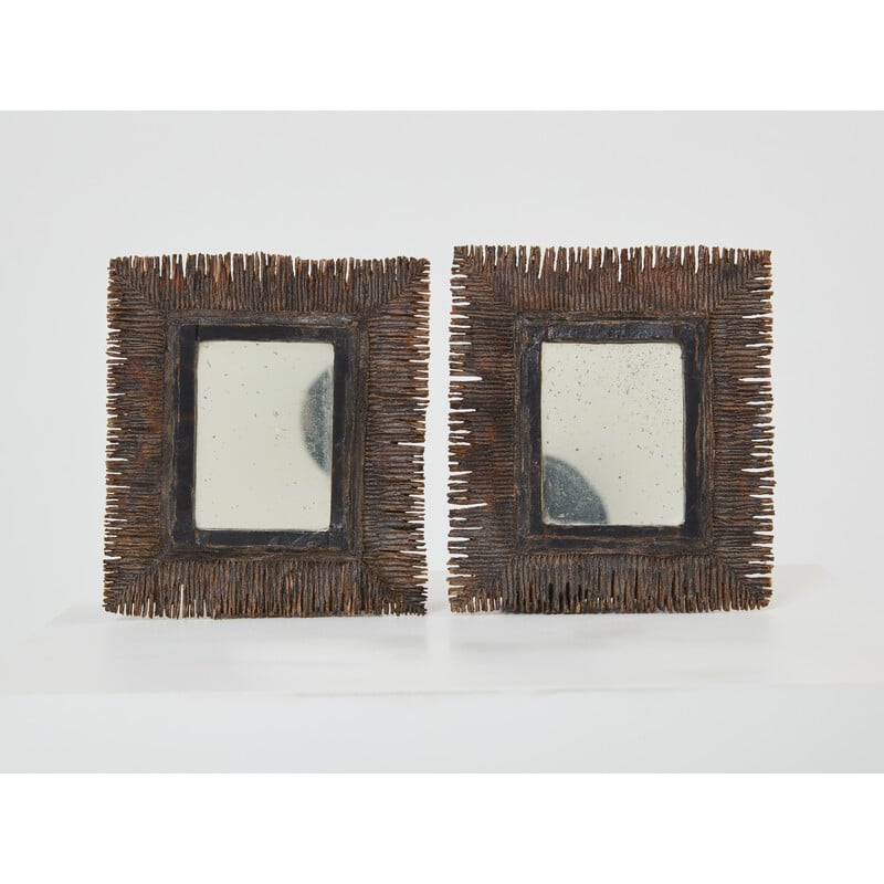 Paire de miroirs vintage en talosel par Line Vautrin, 1960