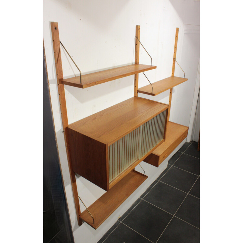 Vintage 2 bay teak wall unit by Preben Sorensen, Denmark 1960