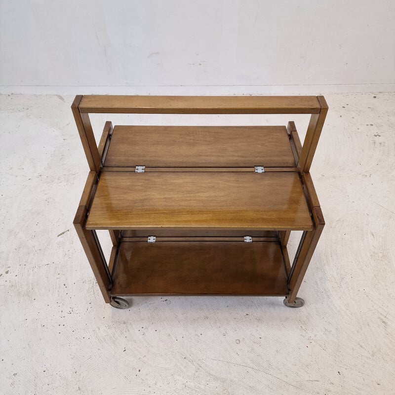 Vintage wooden folding trolley by Carrello Tobia for Ciatti, Italy 1960