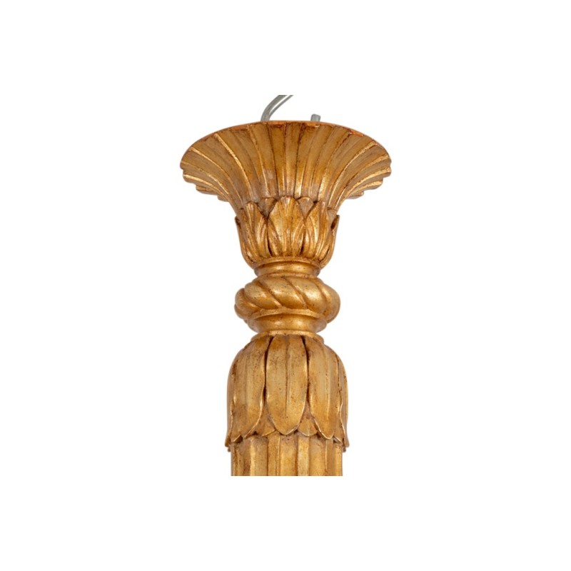 Vintage chandelier in carved and gilded wood by Dumez, France 1950