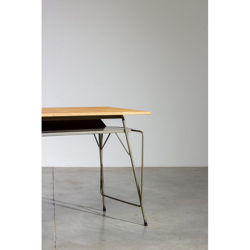 Table d'écriture vintage en bois et métal par Willy Van Der Meeren, 1950