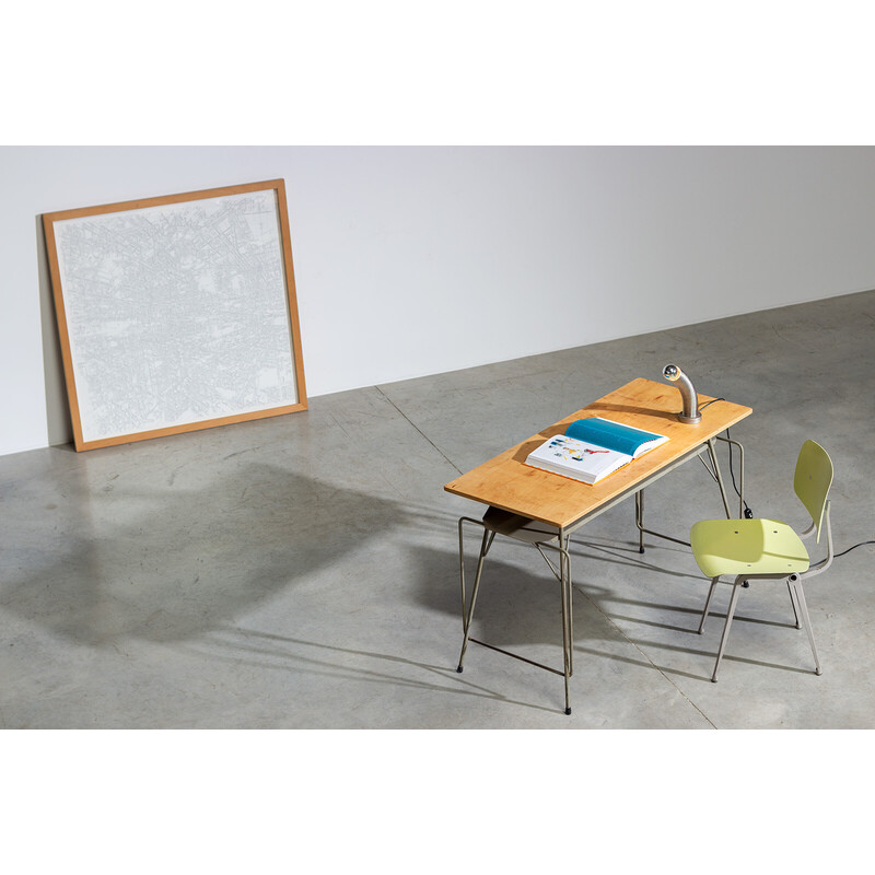 Vintage wood and metal writing table by Willy Van Der Meeren, 1950