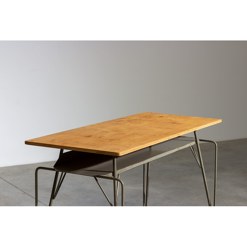 Table d'écriture vintage en bois et métal par Willy Van Der Meeren, 1950