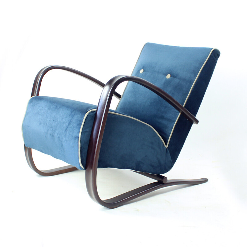 Vintage armchair model H- 269 in wood and fabric by Jindřich Halabala for Up Závody, Czechoslovakia 1920