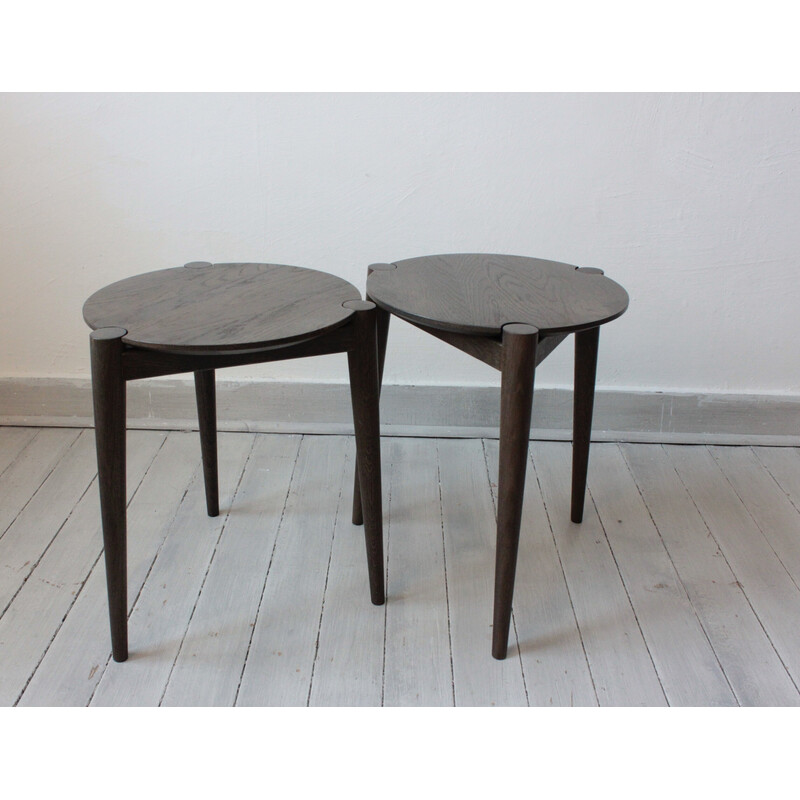 Pair of vintage stools model J160 by Lundgaard Weigelt for Fdb Møbler, Denmark
