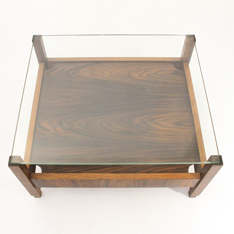 Italian coffee table with glass top - 1960s