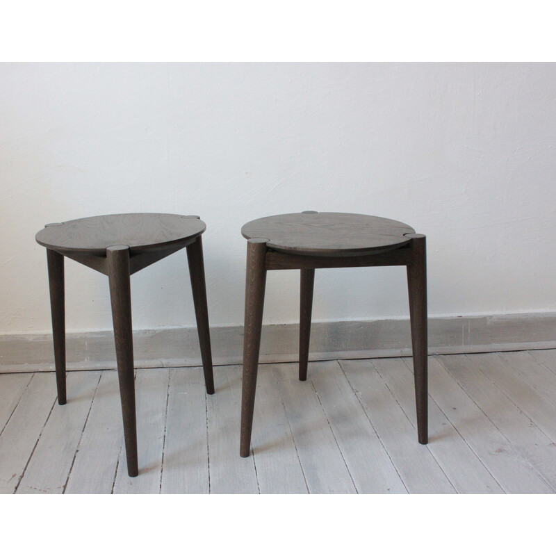 Pair of vintage stools model J160 by Lundgaard Weigelt for Fdb Møbler, Denmark
