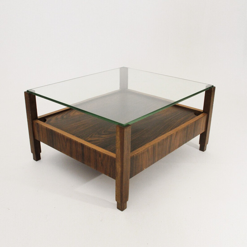 Table basse italienne avec dessus en verre - 1960