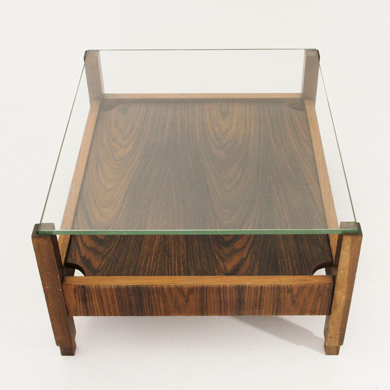 Table basse italienne avec dessus en verre - 1960