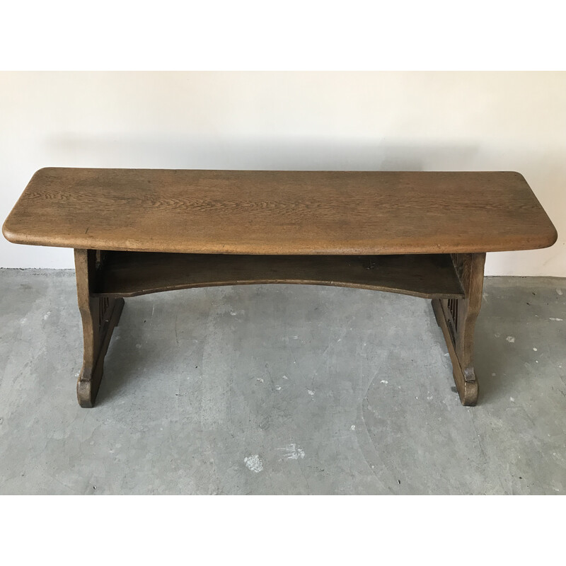 Vintage solid oak organ bench