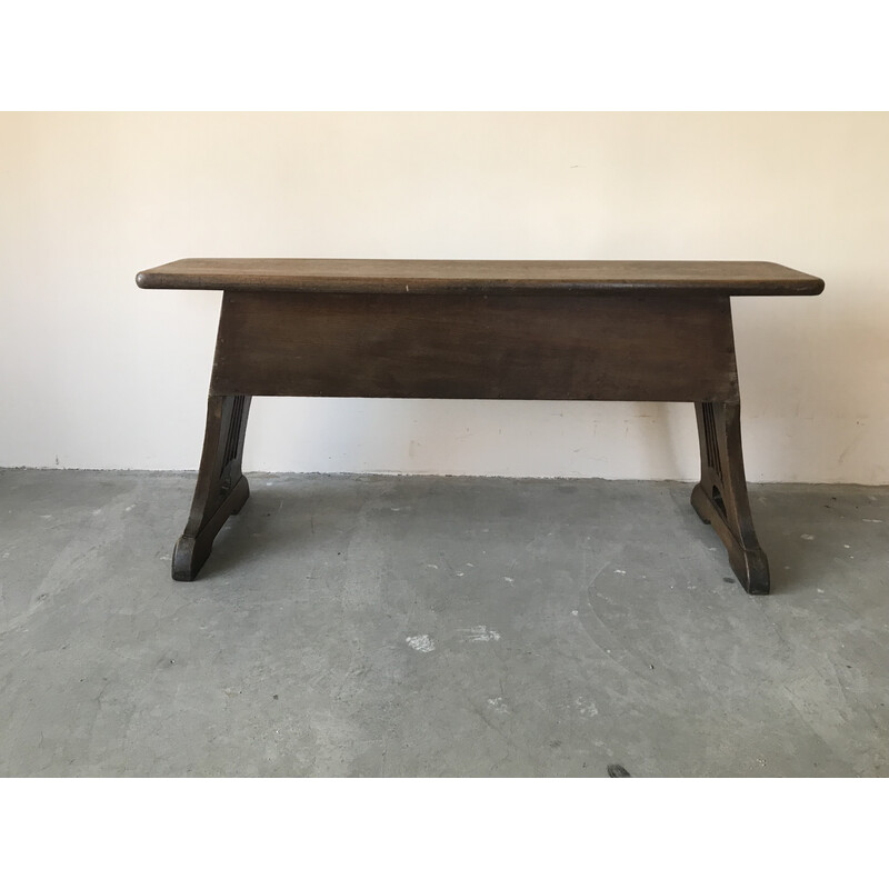 Vintage solid oak organ bench