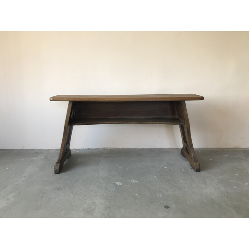 Vintage solid oak organ bench