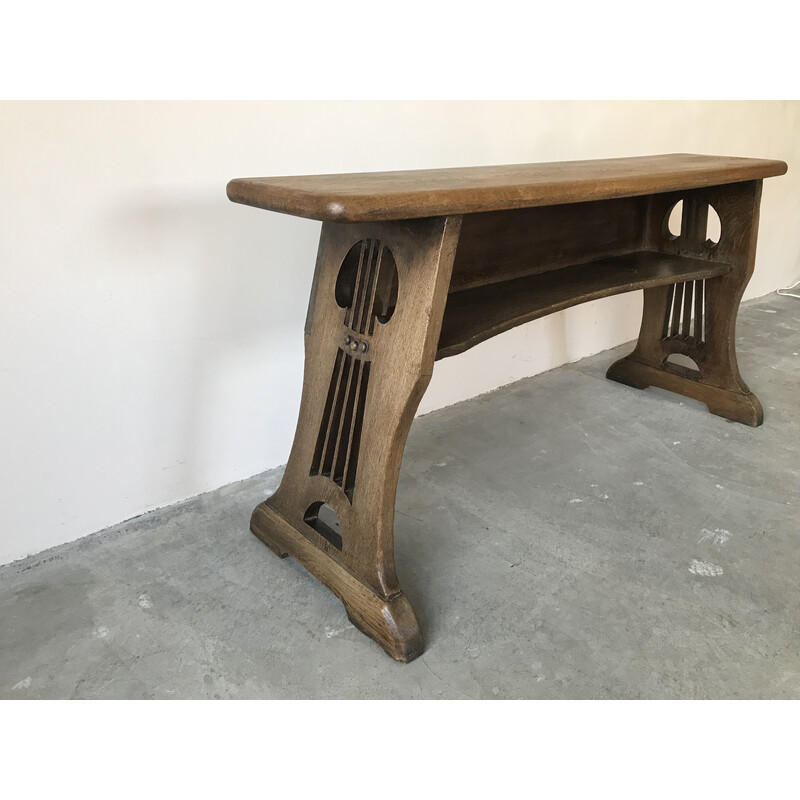 Vintage solid oak organ bench