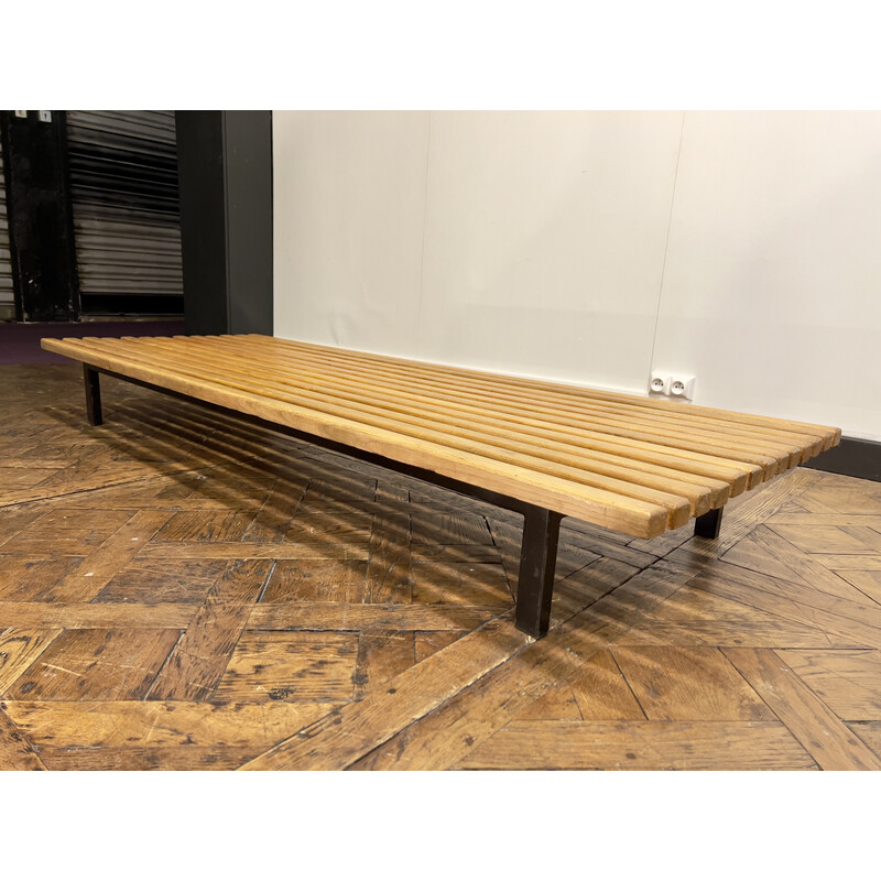 Vintage Cansado bench seat by Charlotte Perriand for Steph Simon, 1954