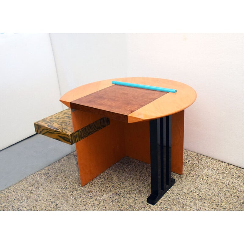 Vintage Sophia desk in solid wood and metal by Aldo Cibic for Memphis Milano, 1985