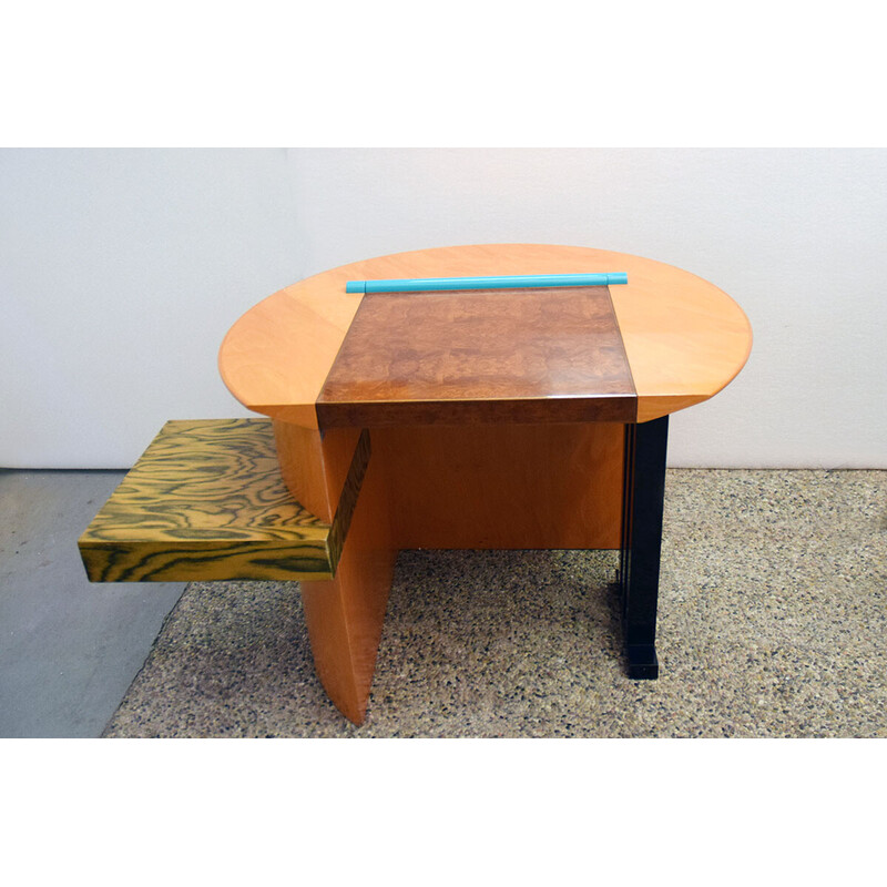 Vintage Sophia desk in solid wood and metal by Aldo Cibic for Memphis Milano, 1985