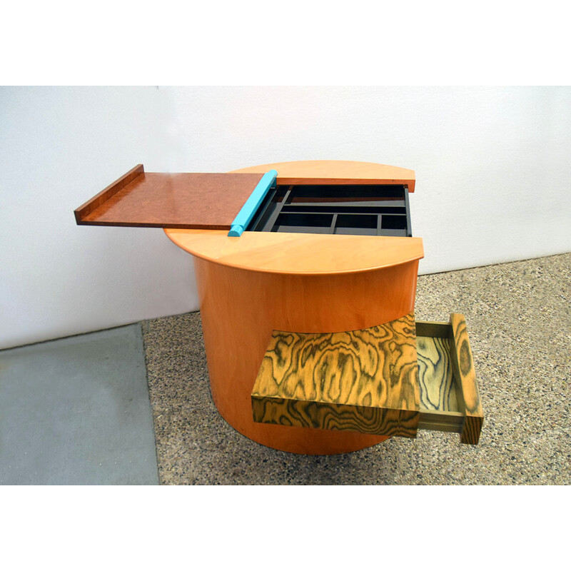 Vintage Sophia desk in solid wood and metal by Aldo Cibic for Memphis Milano, 1985