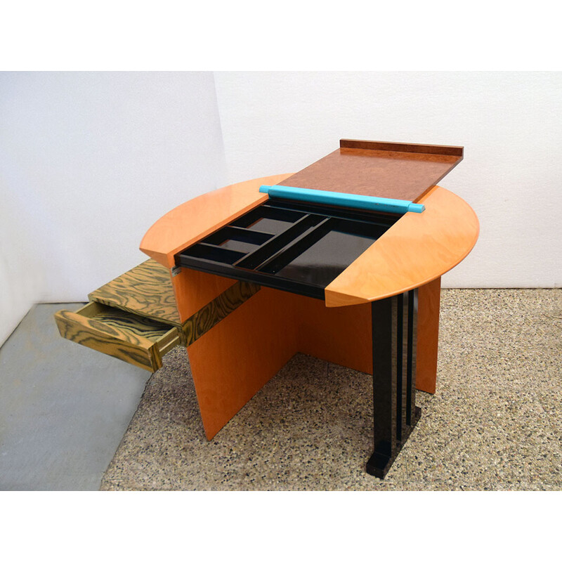 Vintage Sophia Schreibtisch aus Massivholz und Metall von Aldo Cibic für Memphis Milano, 1985