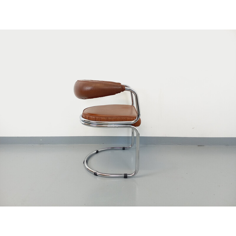 Vintage chrome and leatherette armchair by Giotto Stoppino for Kartell, Italy 1970