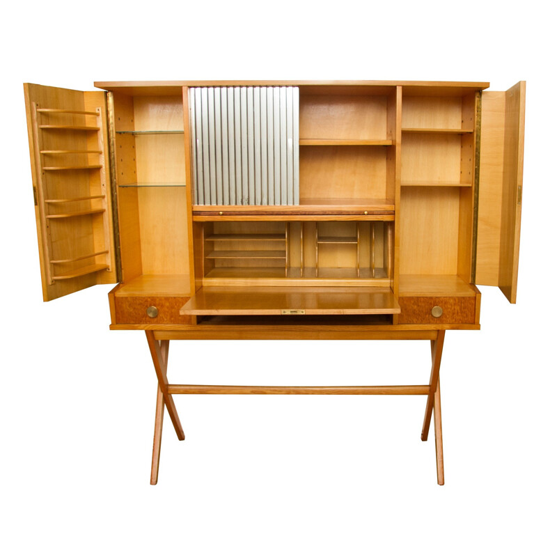 Mid century coktail secretary in maple wood - 1960s