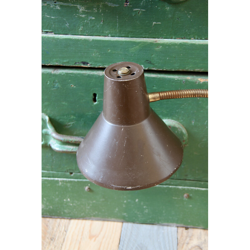 Mid century industrial brown scissor lamp - 1960s