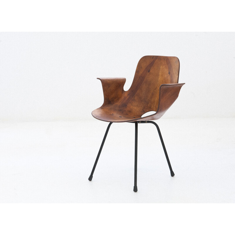 Italian arrmchair in wood and iron by Vittorio Nobili for Fratelli Tagliabue - 1950s