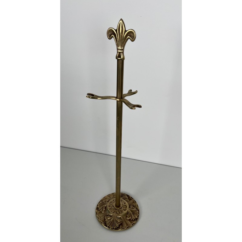 Vintage brass fireware with fleur-de-lis, France 1950