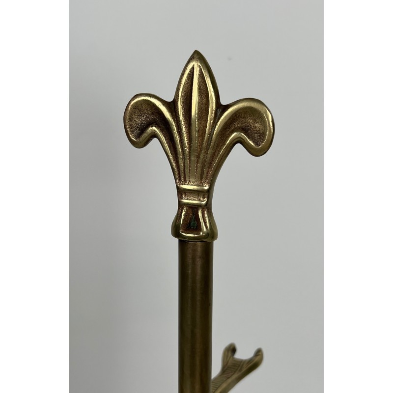 Vintage brass fireware with fleur-de-lis, France 1950