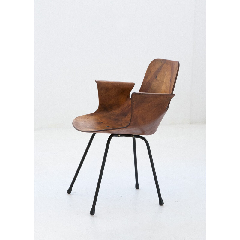 Italian arrmchair in wood and iron by Vittorio Nobili for Fratelli Tagliabue - 1950s