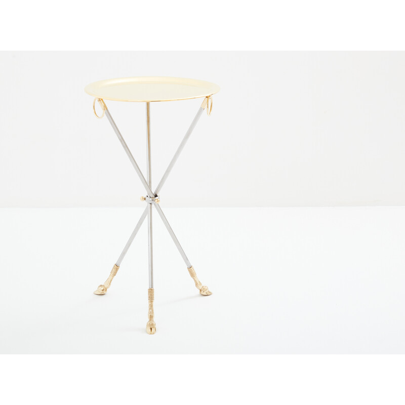 Vintage brass and steel pedestal table by Alberto Orlandi, Italy 1970