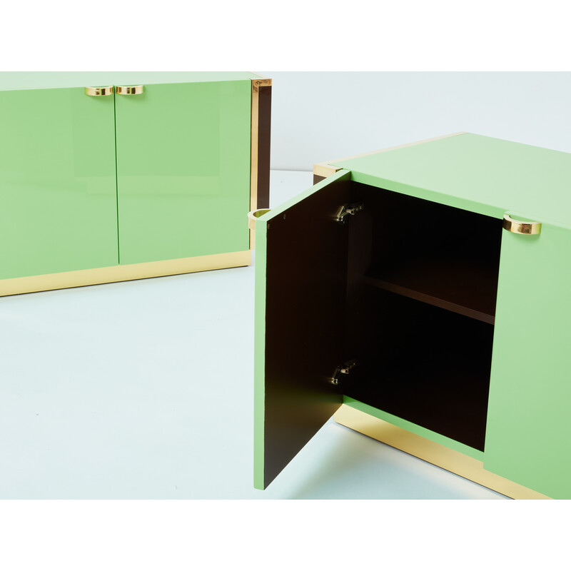 Pair of vintage brass cabinets by Jean-Claude Mahey for Roche Bobois, France 1970