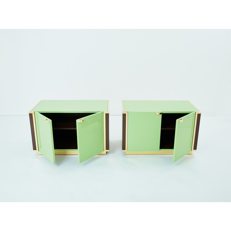 Pair of vintage brass cabinets by Jean-Claude Mahey for Roche Bobois, France 1970