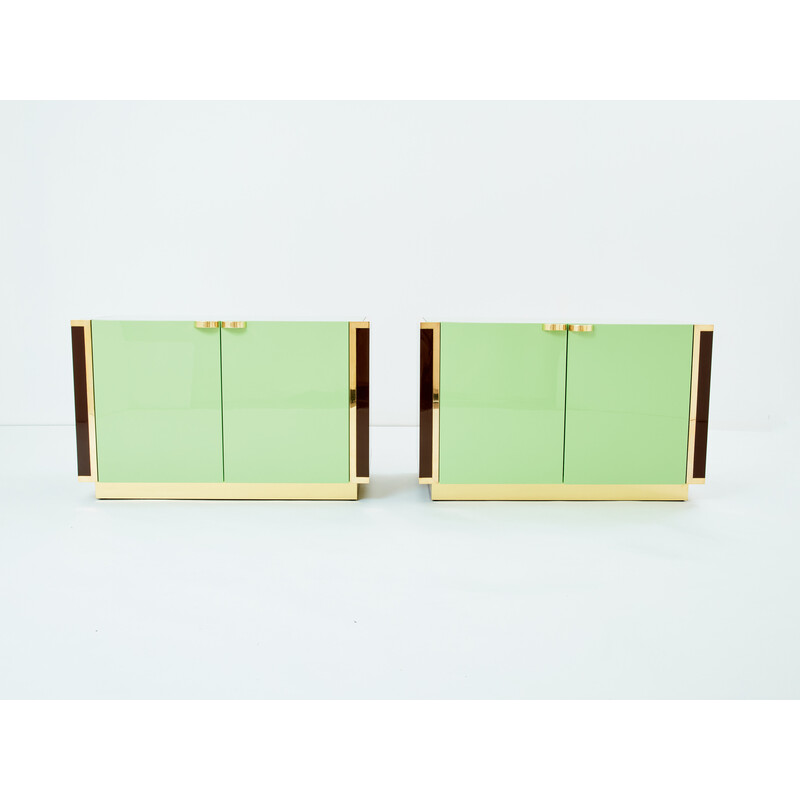 Pair of vintage brass cabinets by Jean-Claude Mahey for Roche Bobois, France 1970